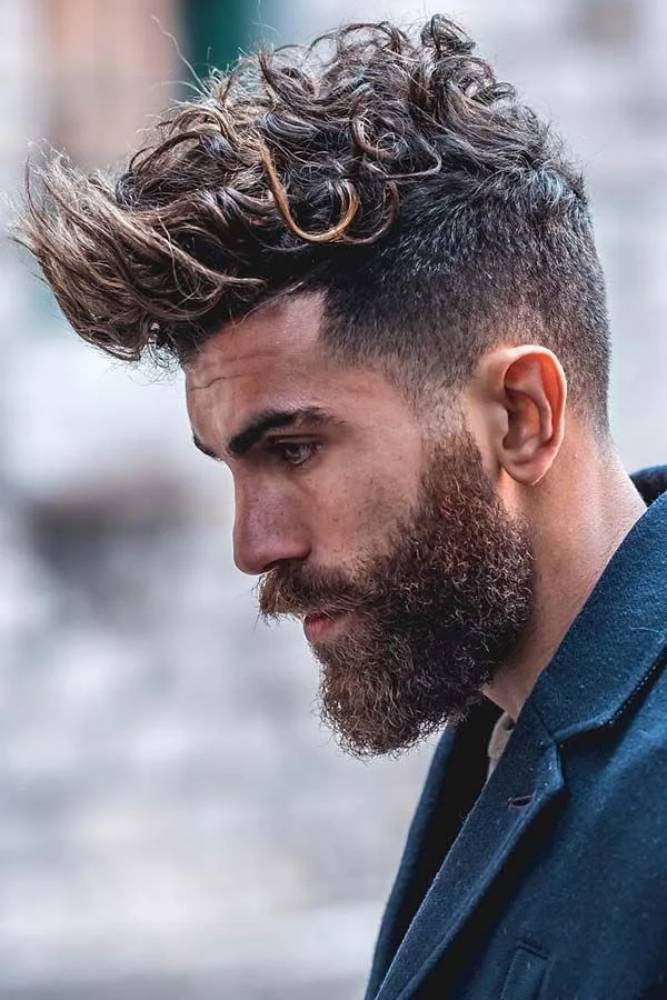 Wavy Sleek Quiff with Low Fade