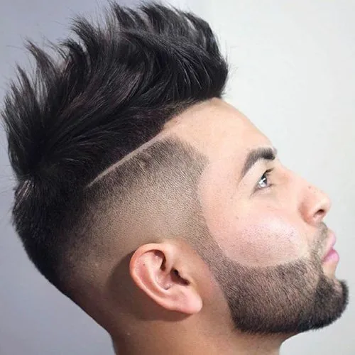 Mohawk fade haircut with beard
