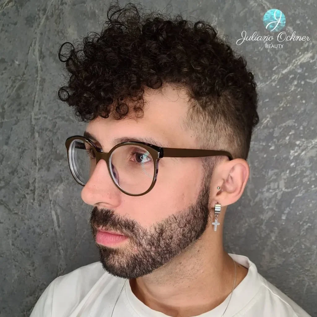Curly Fringe with Low Taper Fade