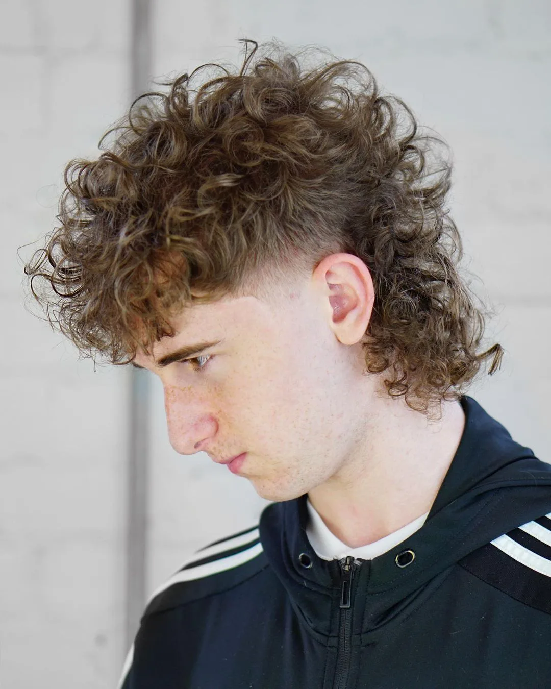 Curly Mullet With Mid Taper