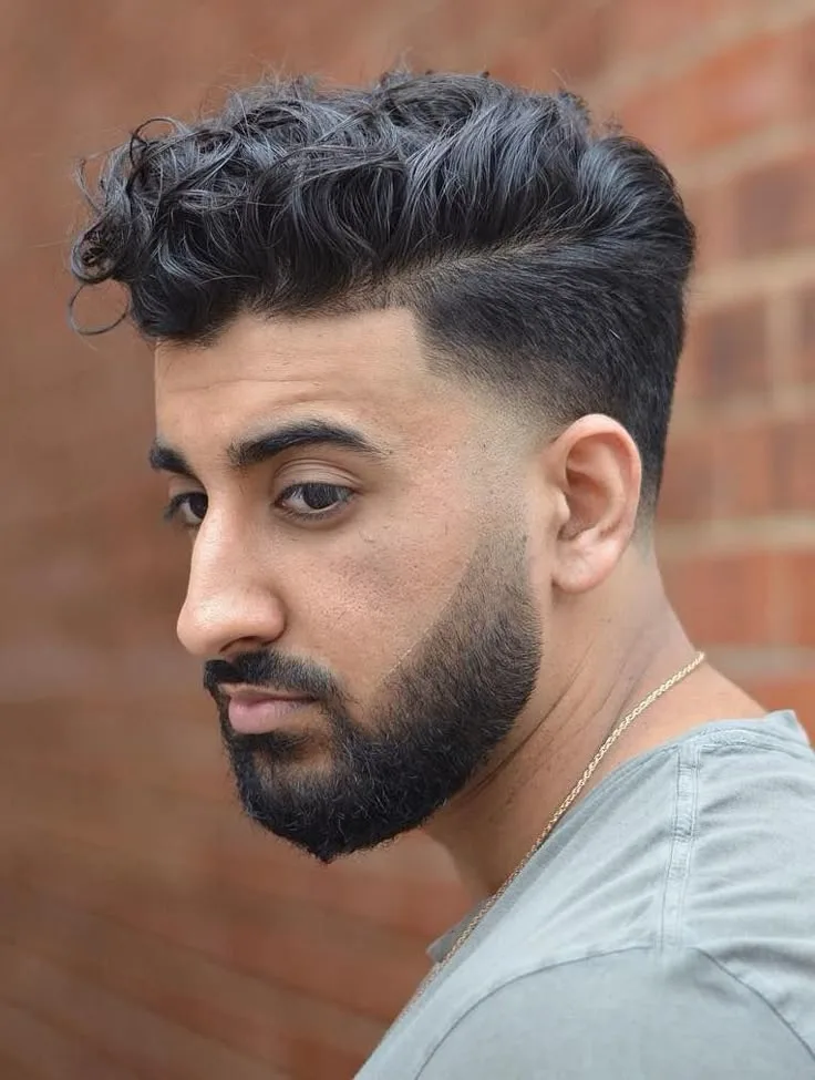 Loose Messy Wavy Hair with Low Fade