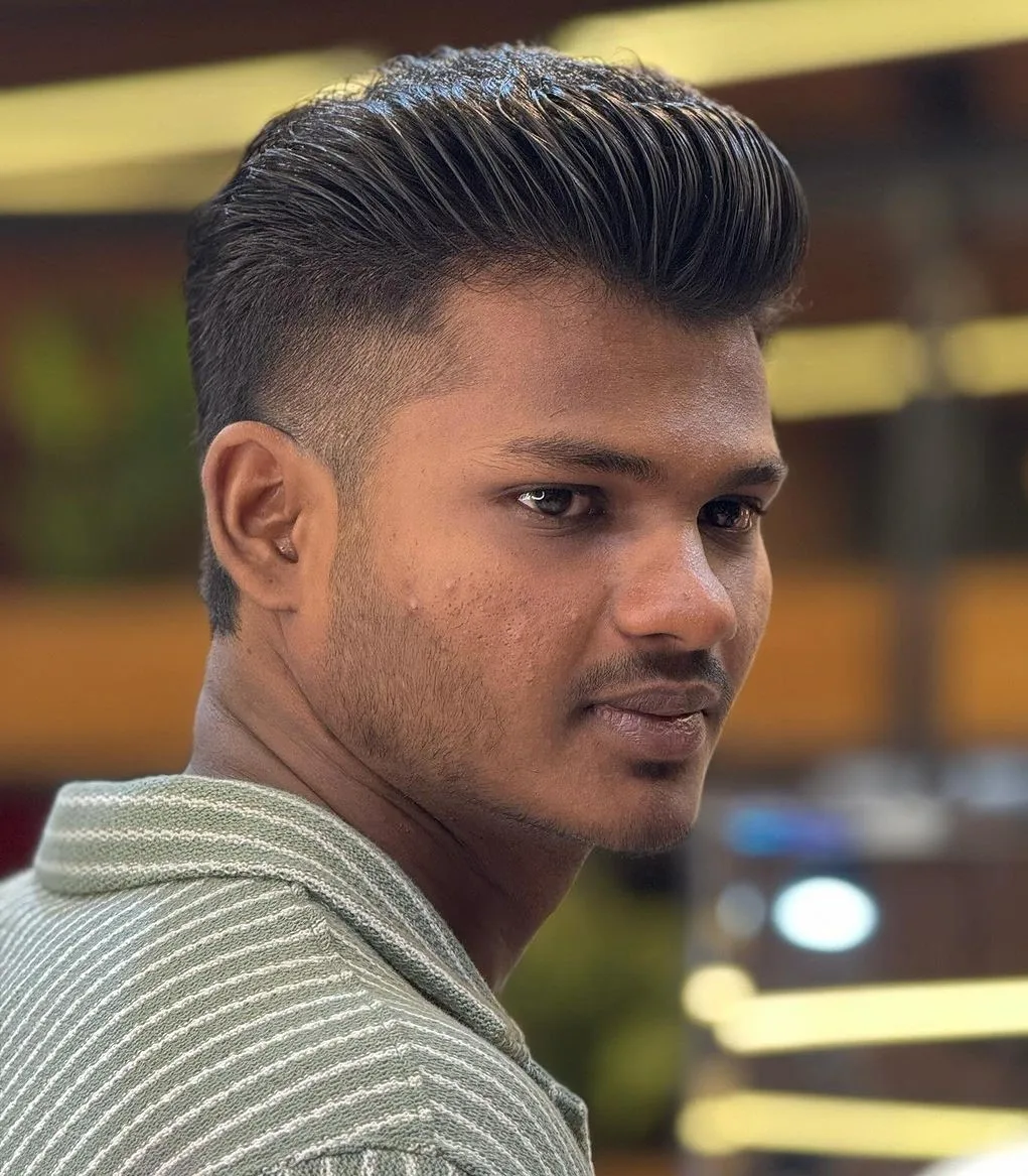 Pomp Taper Fade Pomp Slick back Taper Fade