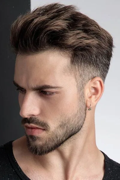 Brushed-Up Mid Taper Fade Straight Hair
