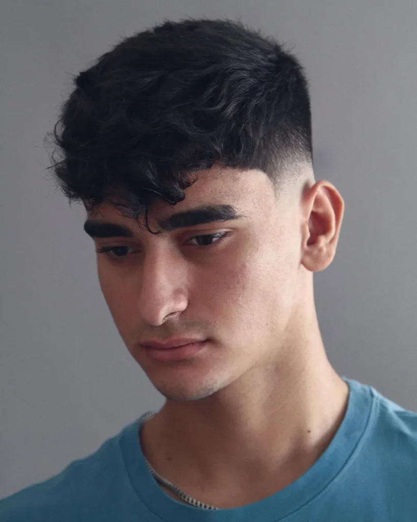 Messy Wavy Fringe + Low Taper Fade