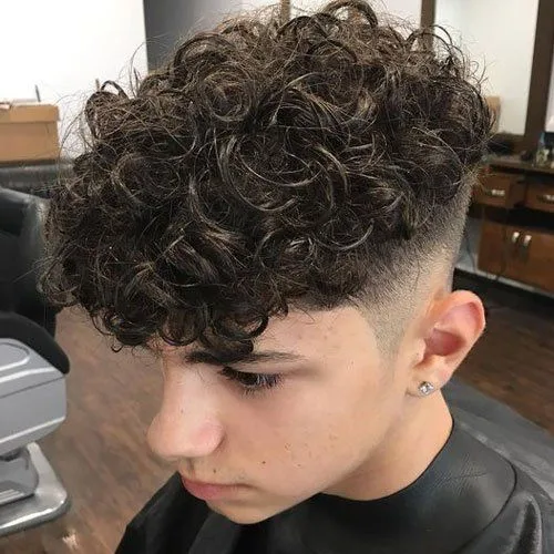 Loose Curls With Mid Taper Fade