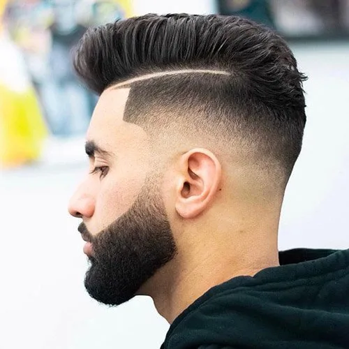 Sharp haircut fade with beard