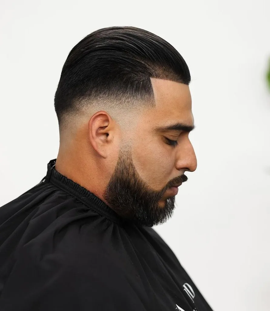 Clean Fade Slick Back with Beard Clean Fade Slick Back with Beard