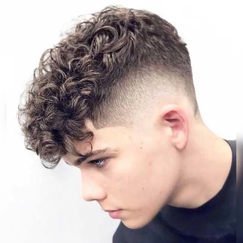 Curly Mid Asian Taper Fade