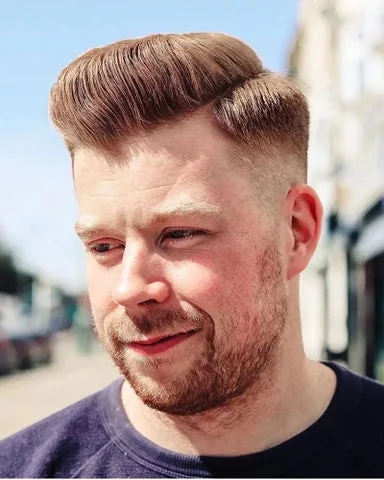 Comb Over Mid Taper Fade Straight Hair