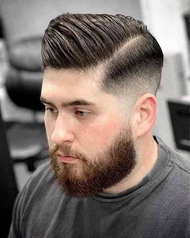 Comb Over Mid Taper Fade Haircut