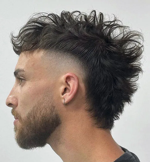 Edgy High Taper Mullet with Beard
