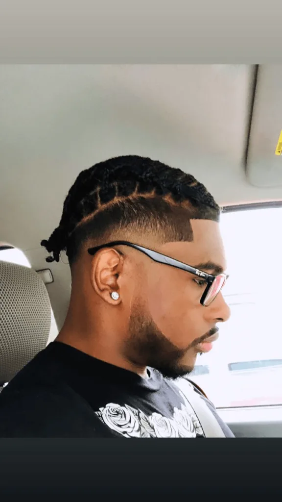 Low Taper Fade Black Men Mohawk Braids