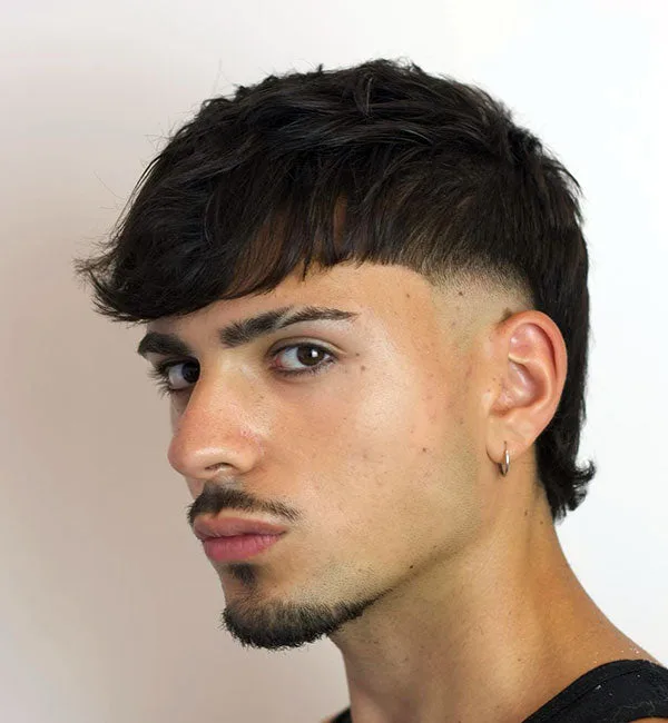 Faded High Taper Mullet with Fringe