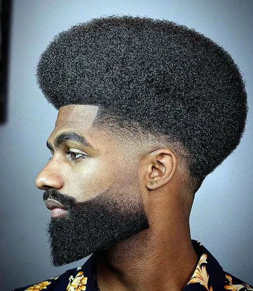 Long Afro Fade with Beard
