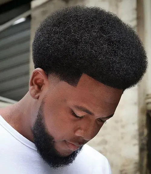 Long Natural Afro with Brooklyn Fade and Line Up