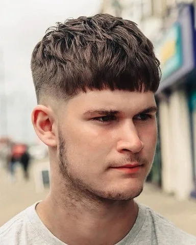 Messy Top Mid Taper Fade Straight Hair