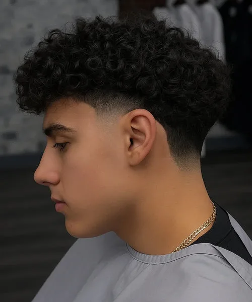 Middle Part Taper Fade Curly Hair