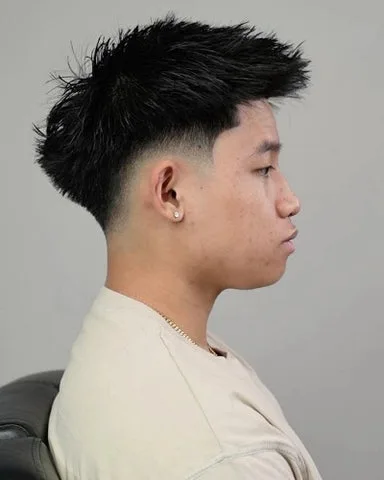 Mid Blowout Taper Fade Straight Hair