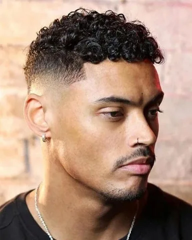 Mid Drop Taper Fade Curly Hair