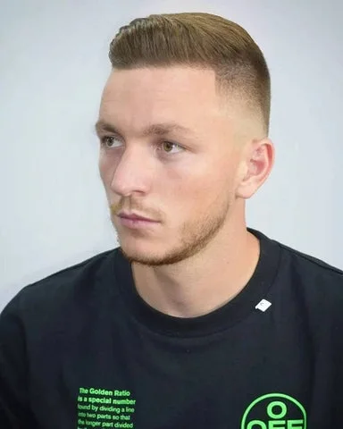 Mid Taper Fade with Straight Pompadour