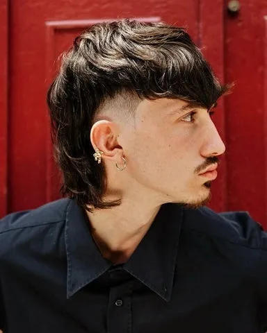 Mullet with Mid Taper Fade Haircut