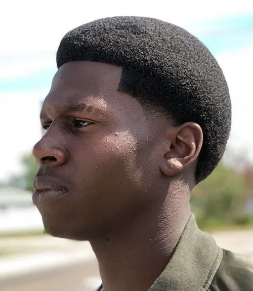 Rounded Afro Fade with Line Up