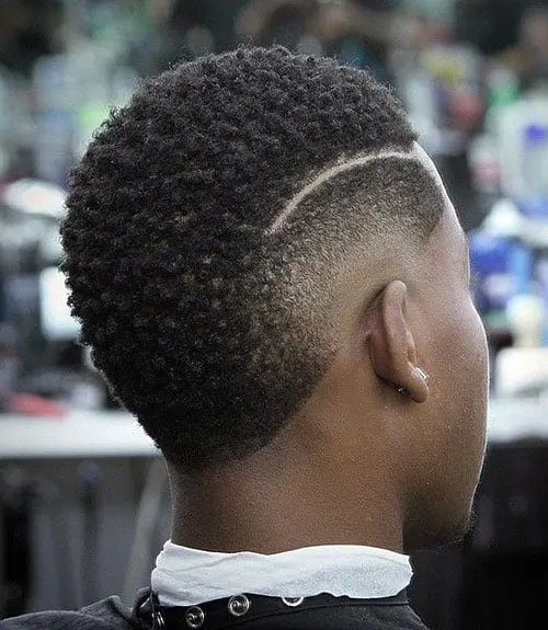 Short Afro Mohawk with Burst Fade