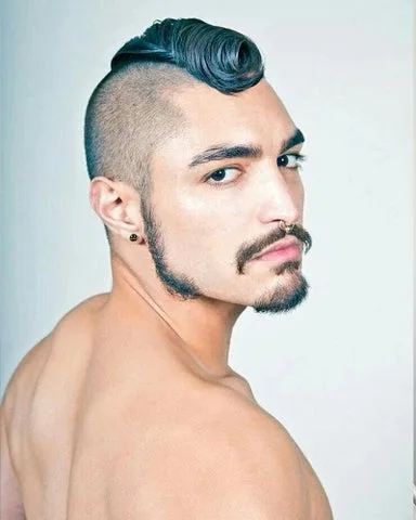 Short Curly Blue Mohawk on Men