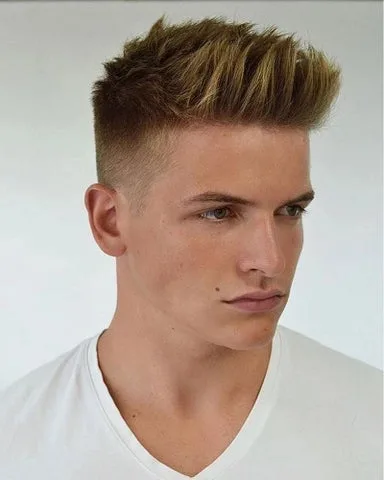 Spiky Top Mid Taper Fade Straight Hair
