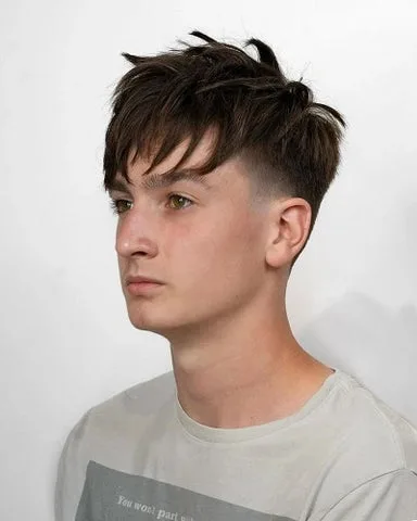 Textured Fringe with Mid Taper Fade