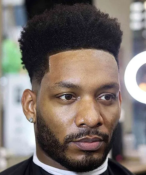 Thick Afro Fade with Line Up