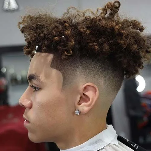 Undercut With Mid Taper Fade Curly Hair