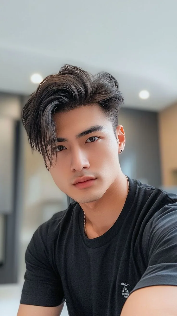 Low Asian Taper Fade with Side Part