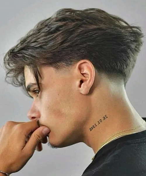 Blowout taper middle part with lifted volume and clean taper