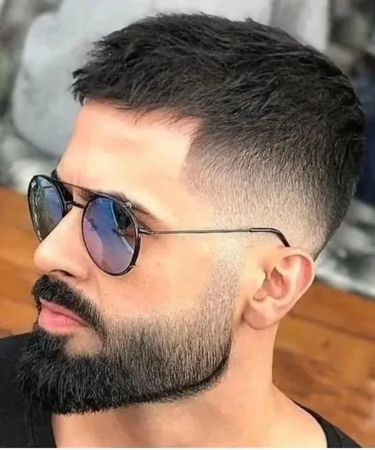 Taper Fade Buzz Cut with Beard