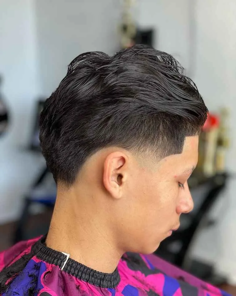 Asian Low Taper Fade with Volume Top