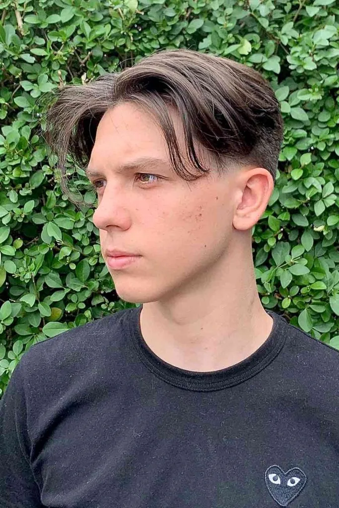 Middle Part High Taper Fade