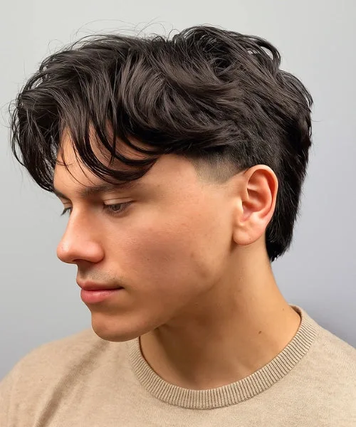 Middle Part Low Taper Fade Mullet