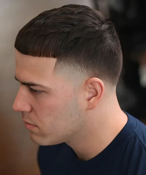 High taper skin fade haircut with clean faded edges and voluminous textured top