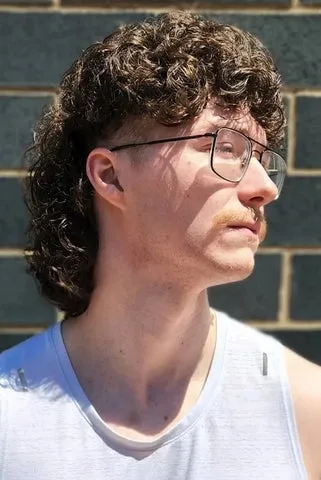 80s Curly Mullet Haircut for Men