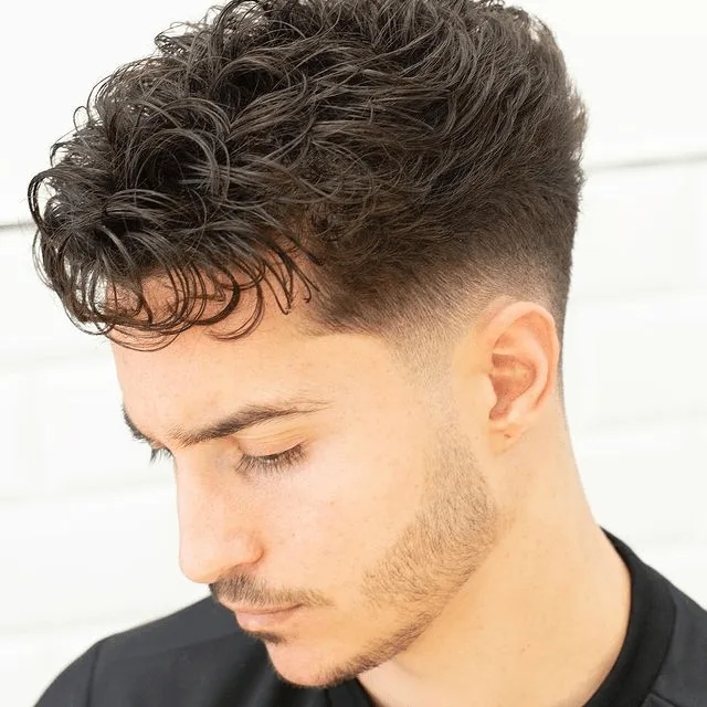 Curly Top with Low Fade