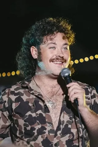 Curly Mullet with Mustache for Men
