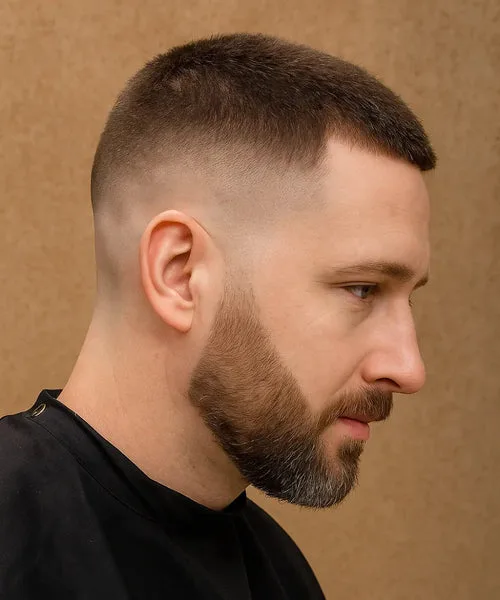 High fade short top haircut with tight cropped top and clean skin fade for simplicity