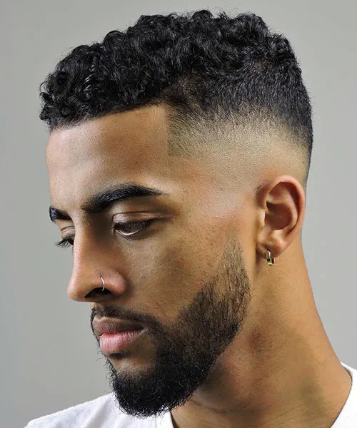 High Taper Fade Short Hair with Curly Top