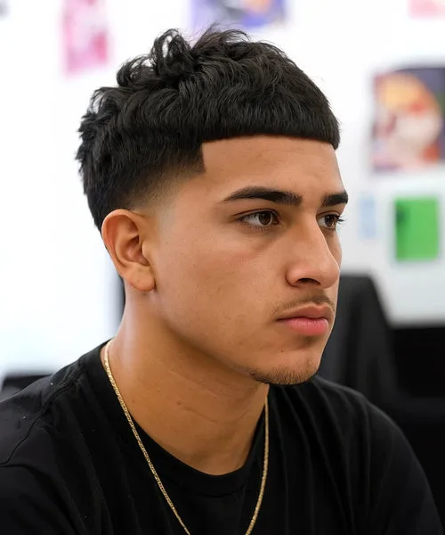 High taper fade haircut with sharp temples and defined texture for men