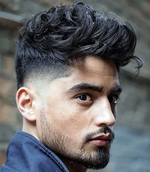 Pompadour with Messy Taper Fade