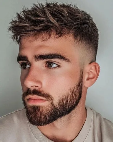 Textured Crop with High Taper Short Hair