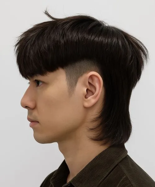 Asian Modern Mullet with Low Taper