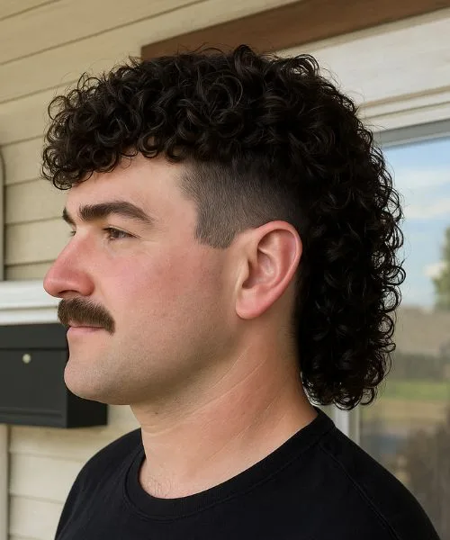 Permed Modern Mullet with Low Taper