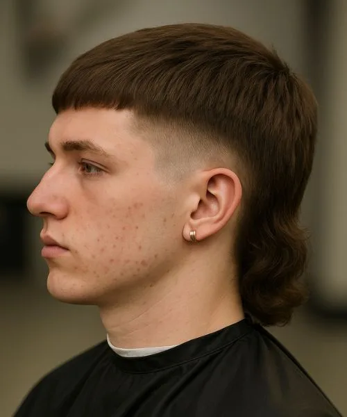 Straight Hair Modern Mullet with Low Taper